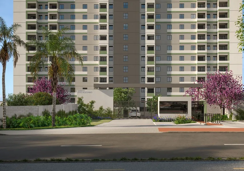 Perspectiva da fachada do Residencial Caminho dos Alecrins